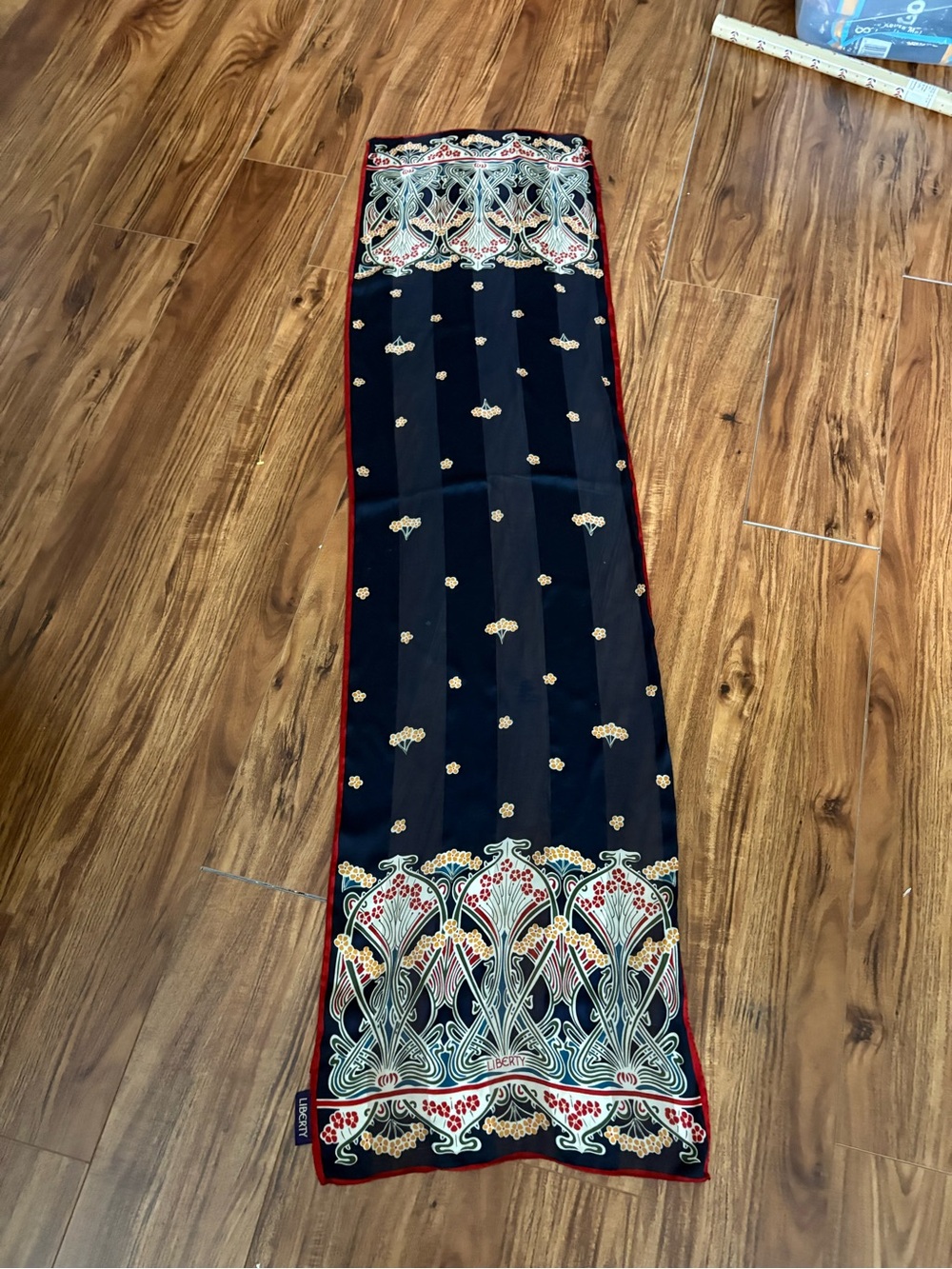 Vintage Liberty of London Silk Scarf Art Nouveau Floral Oblong Scarf Italian Mad - Picture 12 of 15